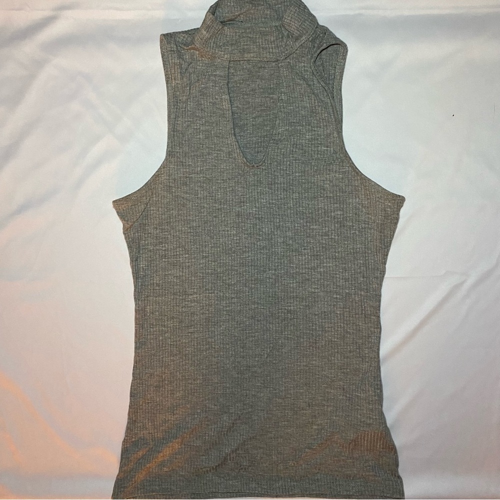 Hollister Grey Ribbed High Neck Tank